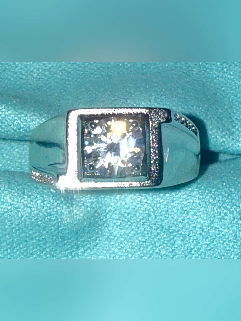 Men’s GRA CERTIFIED MOISSANITE DIAMOND 1CT 925 Sterling Silver sz 8 NEW